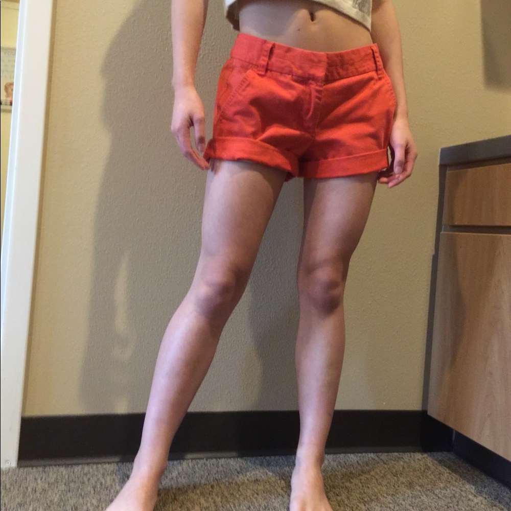 Melon coral red J. Crew cotton chino shorts